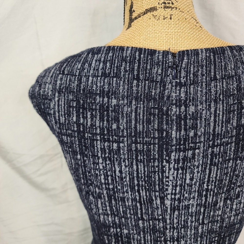ELIZA‎ J Size 16 Navy Cotton Blend Tweed Rockabilly Drop Waist Flounce Hem Dress - Picture 8 of 11